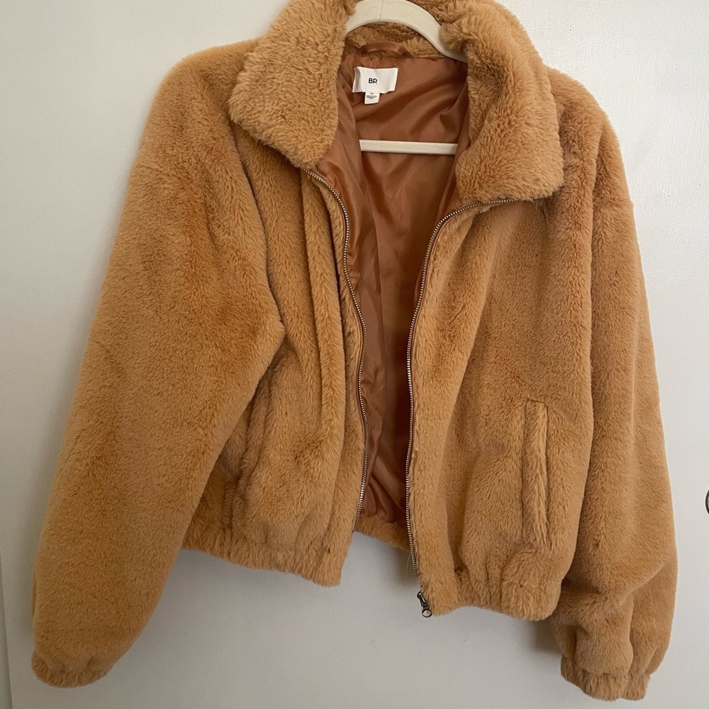 bp - Tan Teddy Jacket Plush Cozy Style